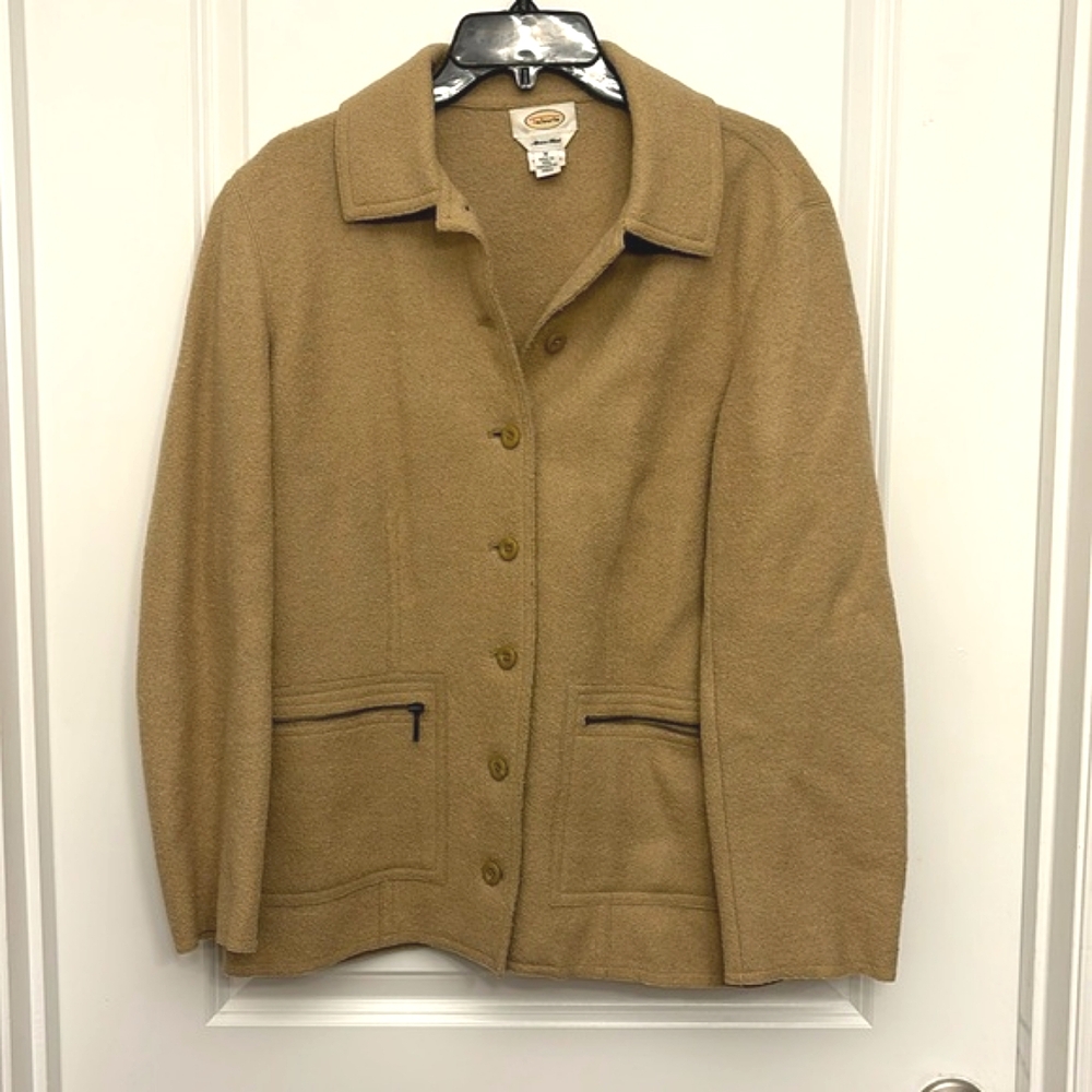 Vintage Talbots Tan Women’s Blazer Jacket Button Down Alpaca Wool Medium